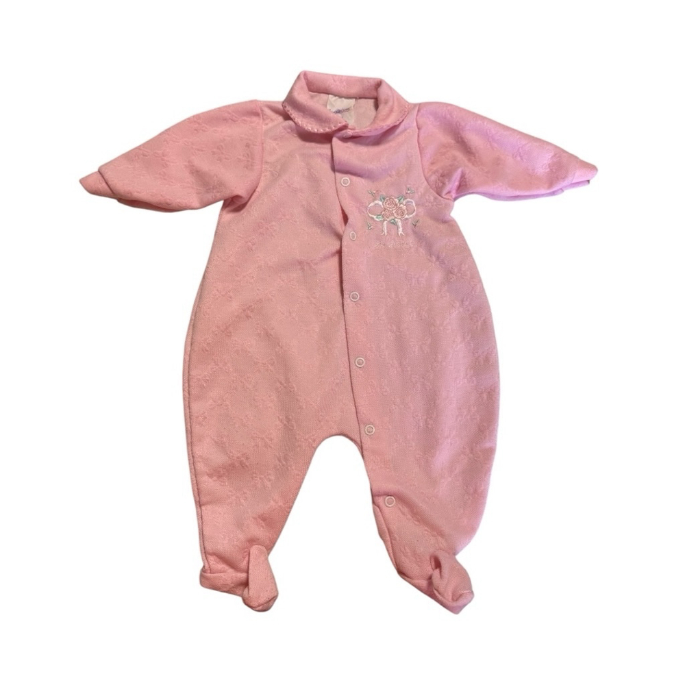 Vintage Baby Girl Cuddletime Footed Pajamas Size L/ 6-9 Month Pink So Sweet